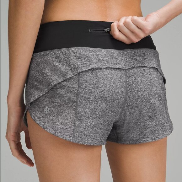 NWOT Lululemon Speed Up Black Heathered Grey Mid-Rise Lined Short 4” | Size 4 - Picture 1 of 10